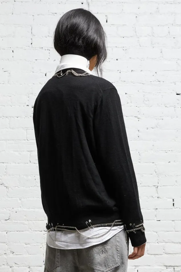CHAIN EMBELLISHED CARDIGAN 8211 BLACK Women R13 Sweaters