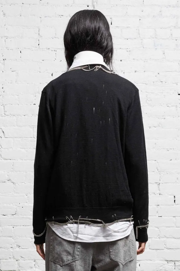 CHAIN EMBELLISHED CARDIGAN 8211 BLACK Women R13 Sweaters