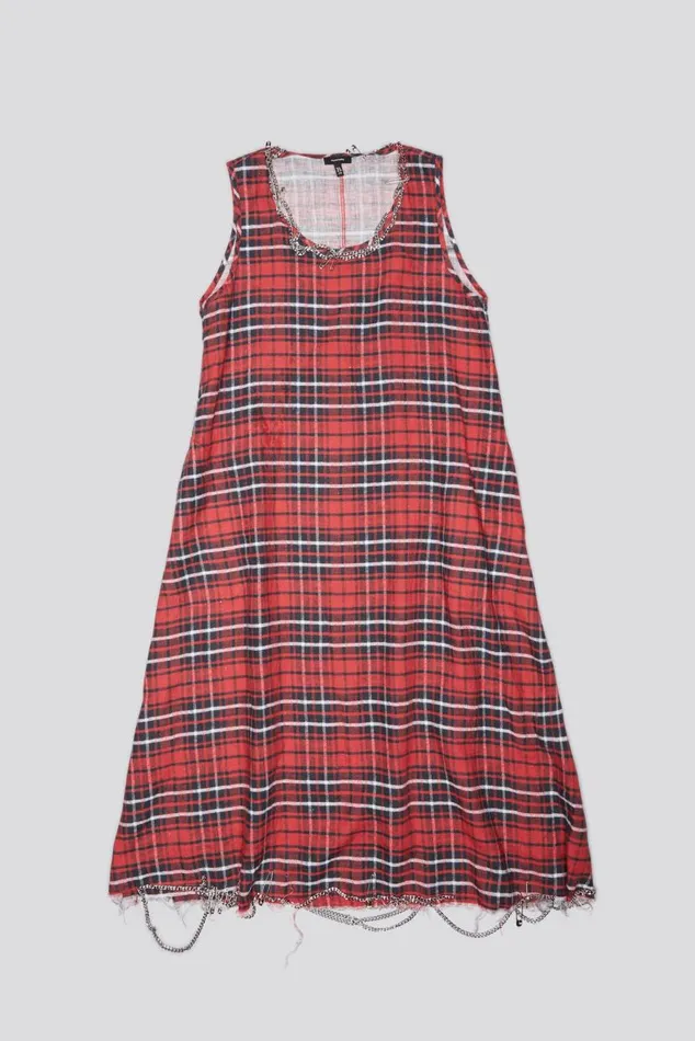 CHAIN EMBELLISHED MIDI 8211 RED PLAID Women R13 Dresses and Skirts