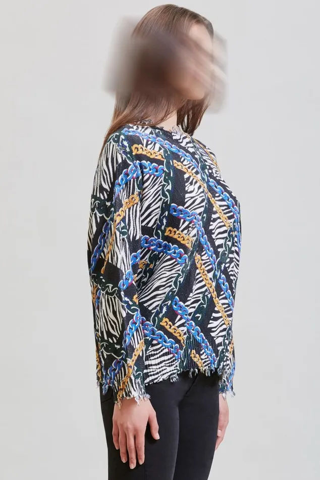 CHAINED ZEBRA OVERSIZED SWEATER 8211 MULTICOLOR Women R13 Sweaters CHAINED ZEBRA OVERSIZED SWEATER 8211 MULTICOLOR Women R13 Sweaters