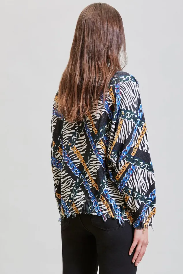 CHAINED ZEBRA OVERSIZED SWEATER 8211 MULTICOLOR Women R13 Sweaters CHAINED ZEBRA OVERSIZED SWEATER 8211 MULTICOLOR Women R13 Sweaters
