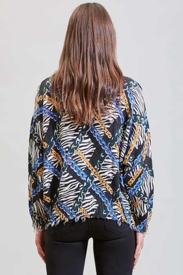 CHAINED ZEBRA OVERSIZED SWEATER 8211 MULTICOLOR Women R13 Sweaters CHAINED ZEBRA OVERSIZED SWEATER 8211 MULTICOLOR Women R13 Sweaters