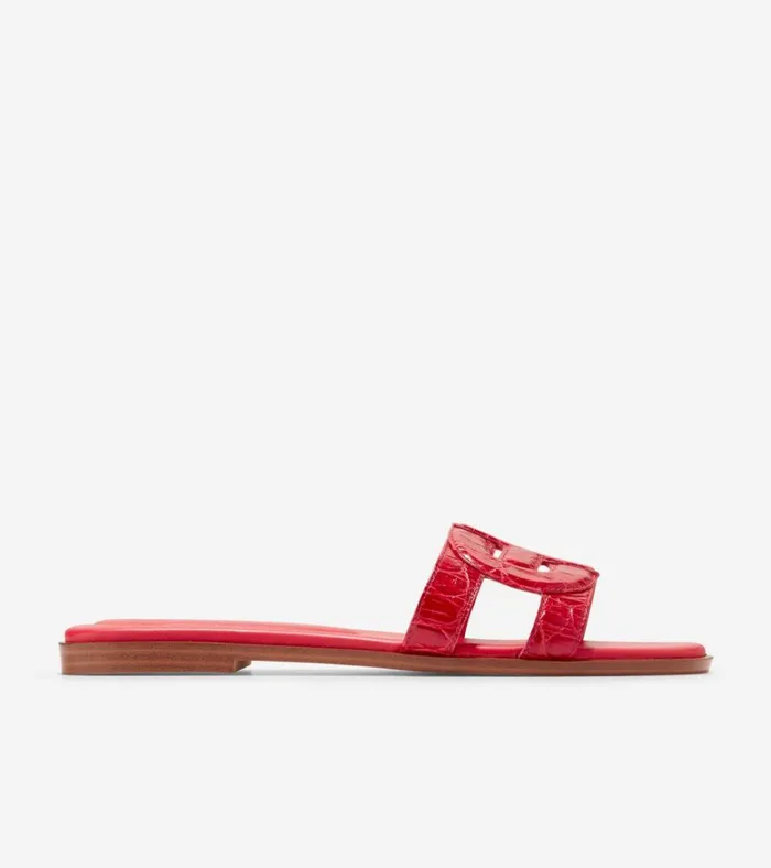 Chrisee Slide Sandals True Red Croc Print Women Cole Haan Sandals