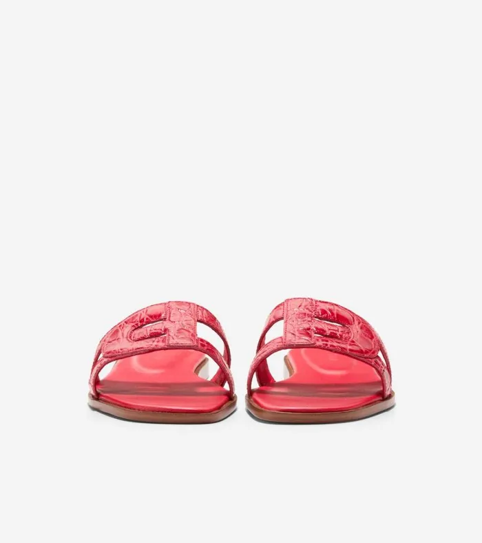 Chrisee Slide Sandals True Red Croc Print Women Cole Haan Sandals