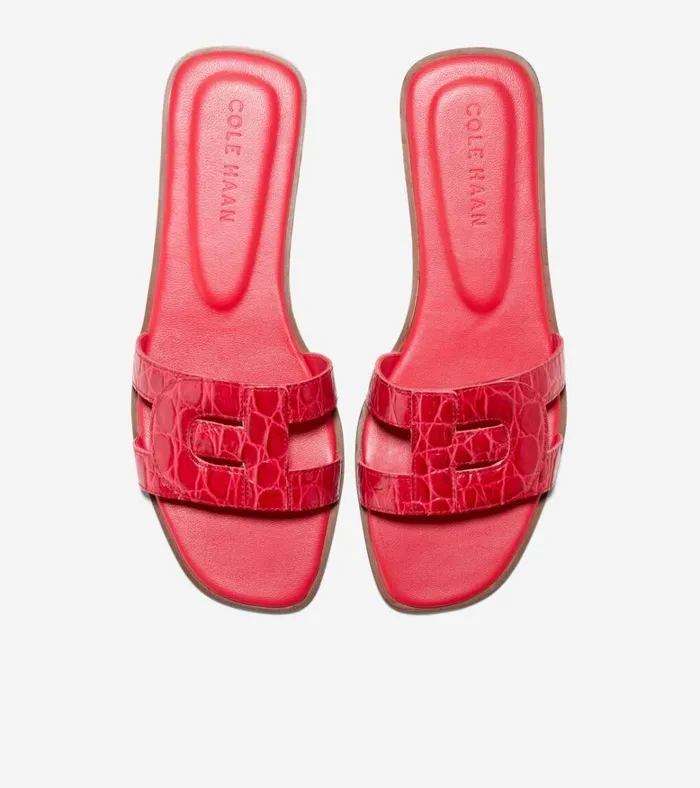 Chrisee Slide Sandals True Red Croc Print Women Cole Haan Sandals