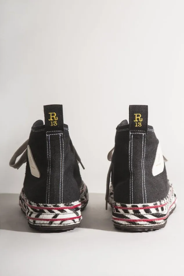 CLASSIC COURTNEY HIGH TOP 8211 ZEBRA STRIPE Men R13 Footwear CLASSIC COURTNEY HIGH TOP 8211 ZEBRA STRIPE Men R13 Footwear