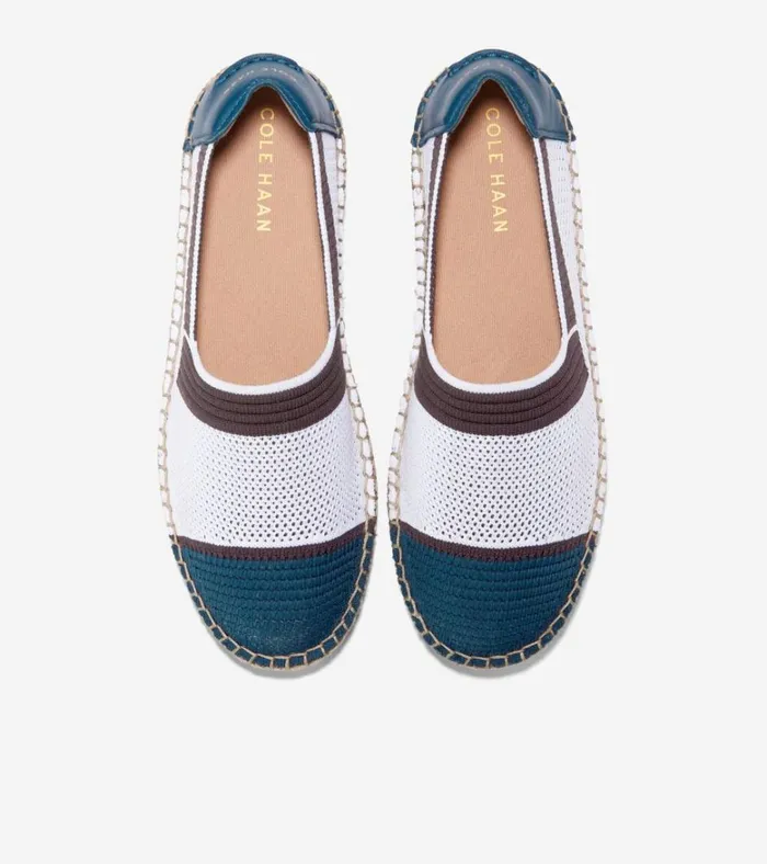 Cloudfeel Espadrille II SlipOn Loafers Whiteblue Wing Tealchocolate Stitchlitetrade Women Cole Haan Flats and SlipOns