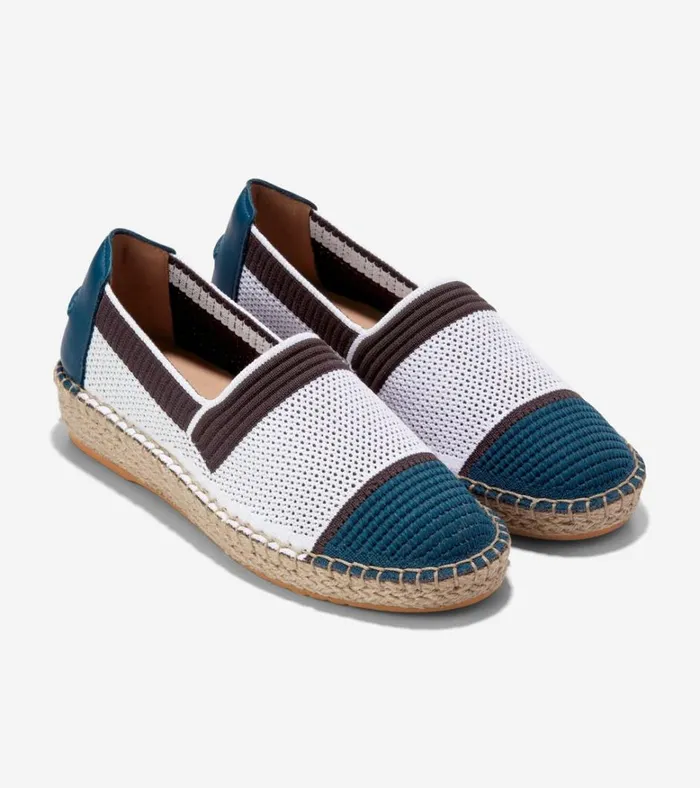 Cloudfeel Espadrille II SlipOn Loafers Whiteblue Wing Tealchocolate Stitchlitetrade Women Cole Haan Flats and SlipOns