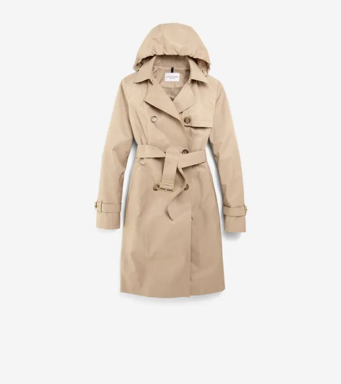 Cotton Rain Trench Coat Khaki Women Cole Haan Rain Jackets