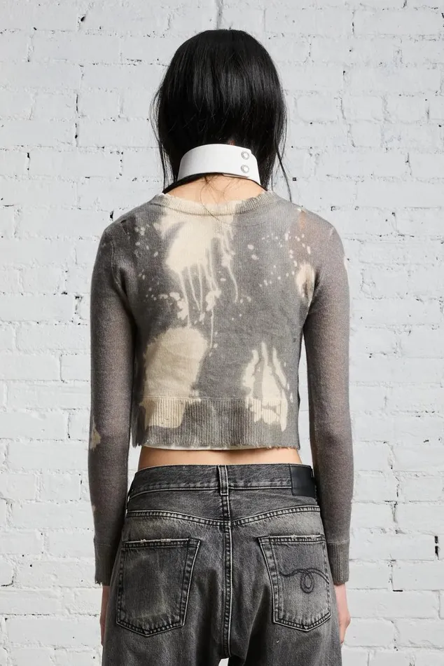 CROPPED BABY CARDIGAN 8211 CHARCOAL BLEACH Women R13 Sweaters