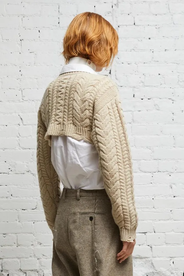 CROPPED CABLE SWEATER 8211 OATMEAL Women R13 Tops