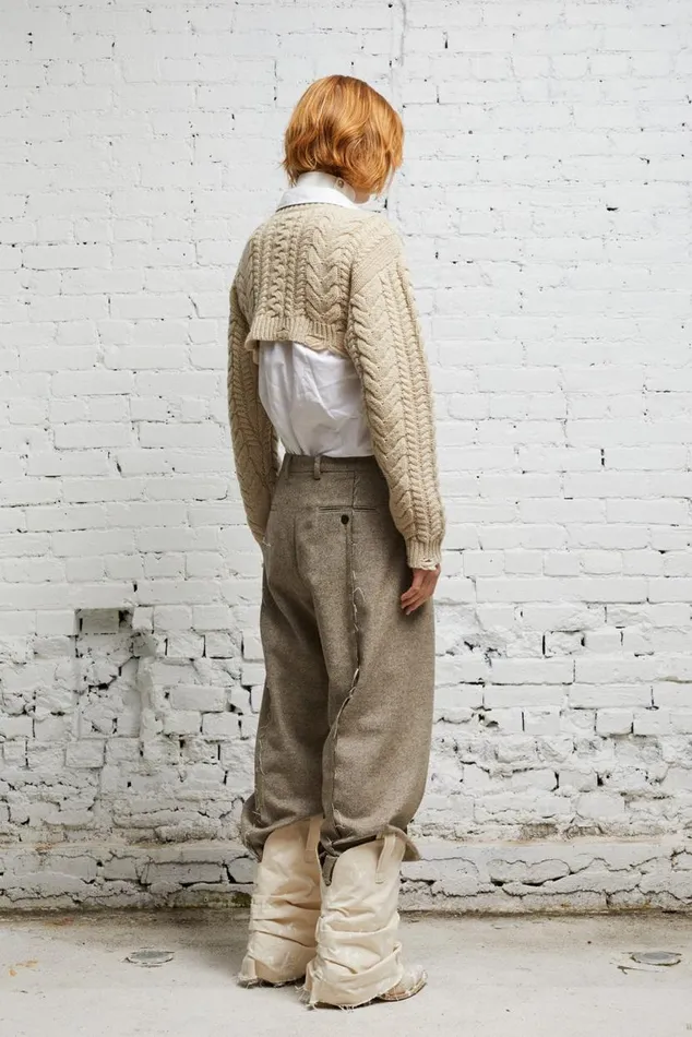 CROPPED CABLE SWEATER 8211 OATMEAL Women R13 Tops