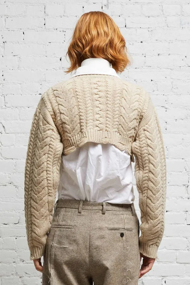CROPPED CABLE SWEATER 8211 OATMEAL Women R13 Tops