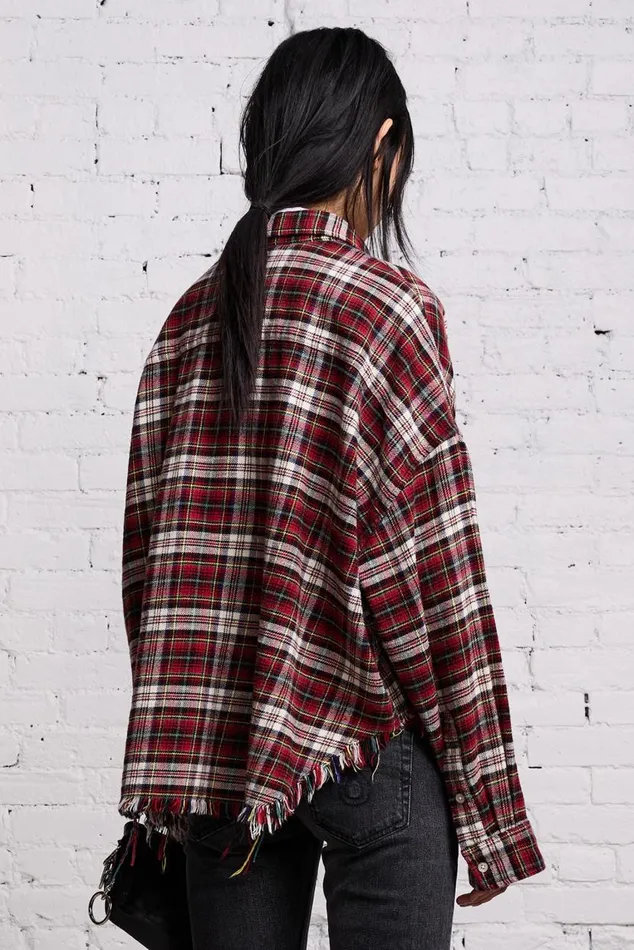 CROPPED DROP NECK 8211 RED AND ECRU Women R13 Tops
