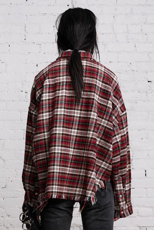 CROPPED DROP NECK 8211 RED AND ECRU Women R13 Tops