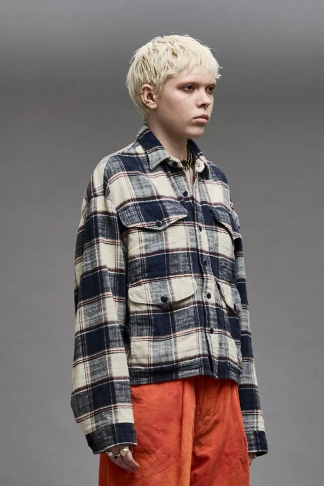 CROPPED MULTIPOCKET OVERSHIRT 8211 ECRU PLAID Women R13 Tops