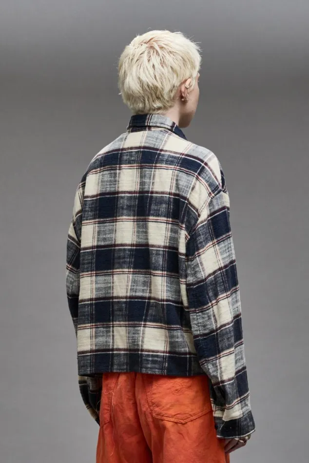 CROPPED MULTIPOCKET OVERSHIRT 8211 ECRU PLAID Women R13 Tops