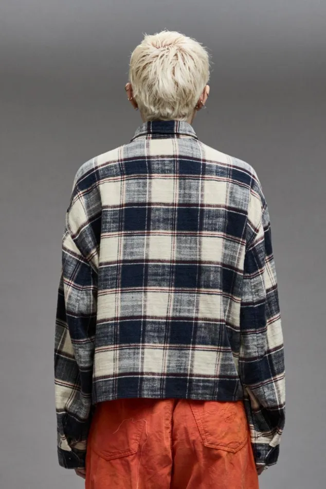 CROPPED MULTIPOCKET OVERSHIRT 8211 ECRU PLAID Women R13 Tops