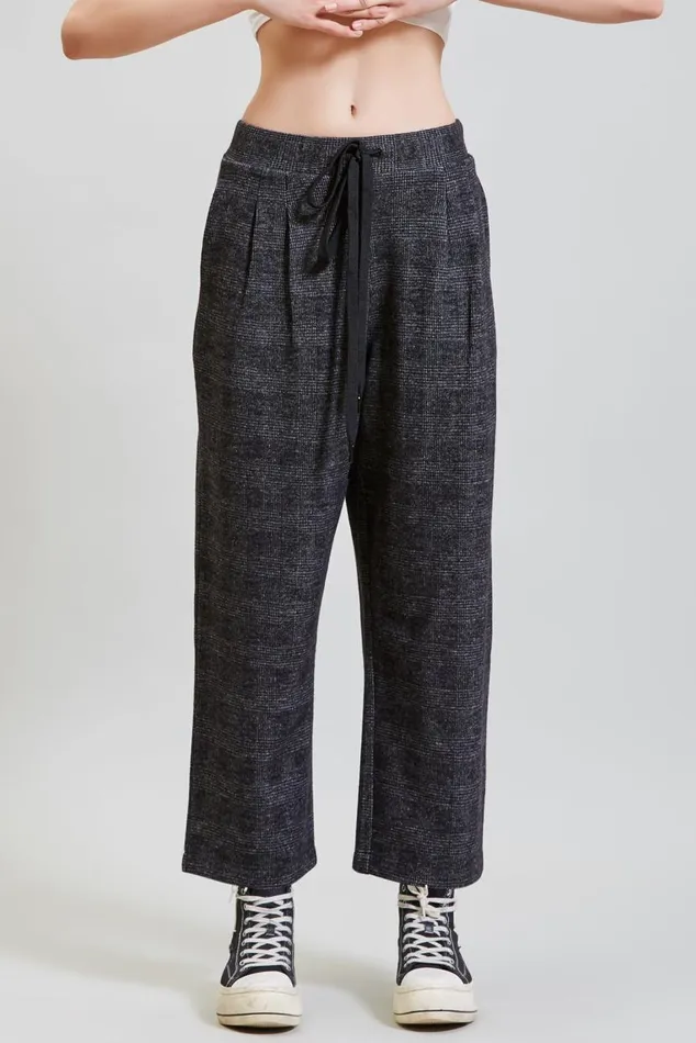 CROPPED PLEATED WIDE LEG PANT 8211 GREY GLEN PLAID Women R13 Pants and Shorts CROPPED PLEATED WIDE LEG PANT 8211 GREY GLEN PLAID Women R13 Pants and Shorts