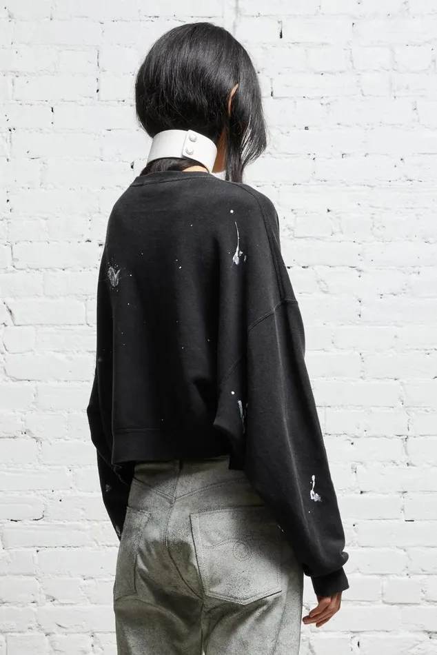 CROPPED R13 CREWNECK 8211 ACID BLACK Women R13 Tops