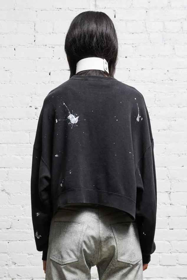 CROPPED R13 CREWNECK 8211 ACID BLACK Women R13 Tops
