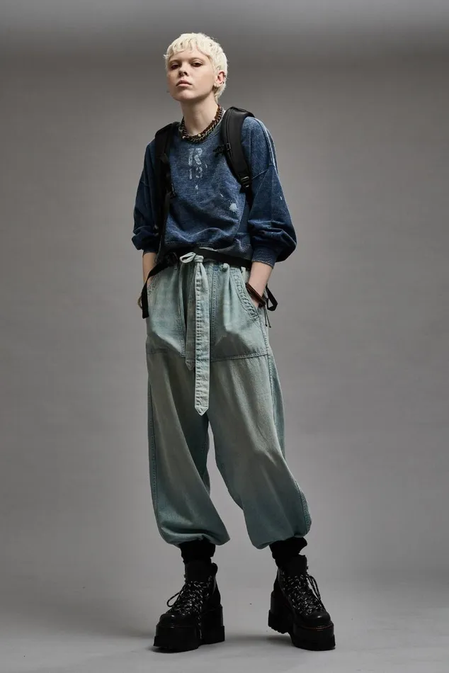 CROPPED R13 CREWNECK 8211 INDIGO BLUE Women R13 Tops