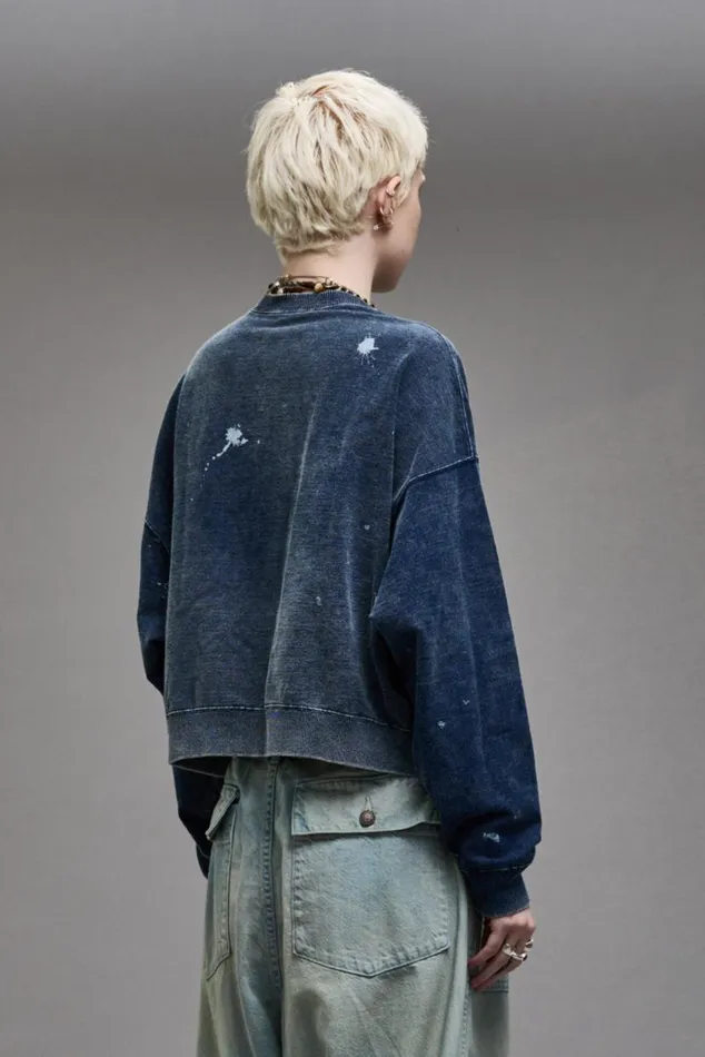 CROPPED R13 CREWNECK 8211 INDIGO BLUE Women R13 Tops