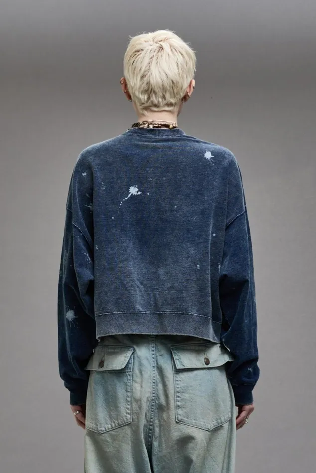 CROPPED R13 CREWNECK 8211 INDIGO BLUE Women R13 Tops