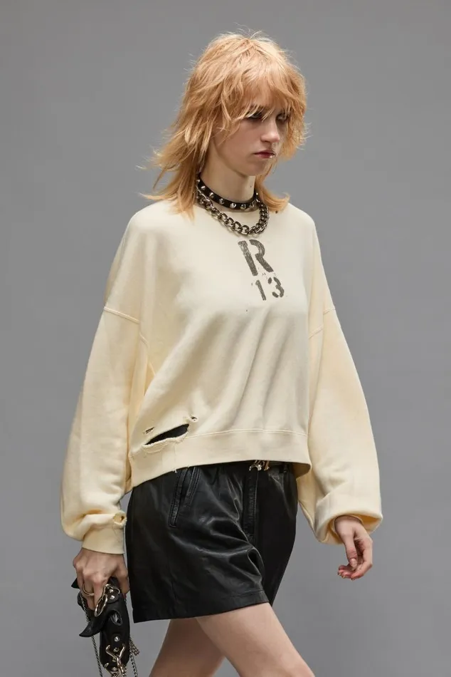 CROPPED R13 CREWNECK 8211 NATURAL Women R13 Tops
