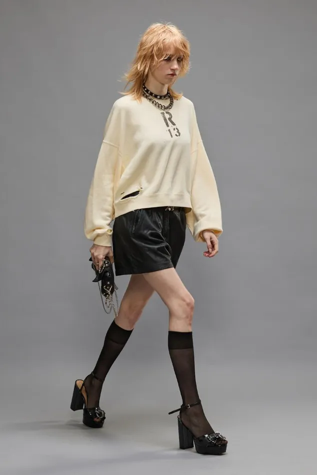 CROPPED R13 CREWNECK 8211 NATURAL Women R13 Tops