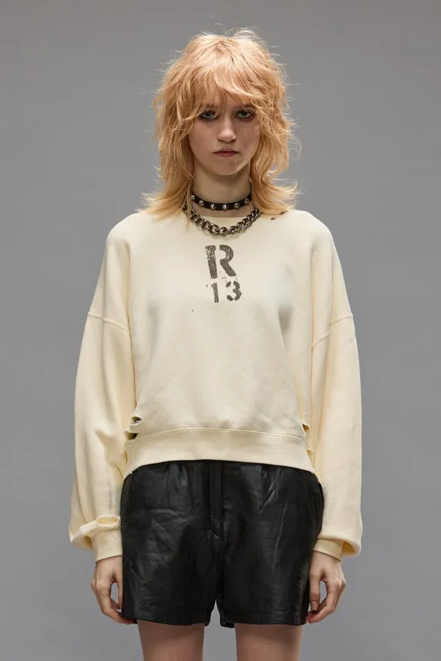 CROPPED R13 CREWNECK 8211 NATURAL Women R13 Tops