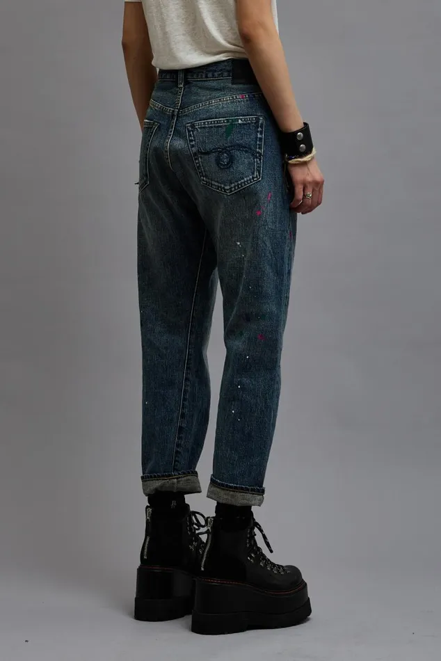 CROSSOVER JEAN 8211 BEXLEY PAINT SPLATTER Women R13 Denim