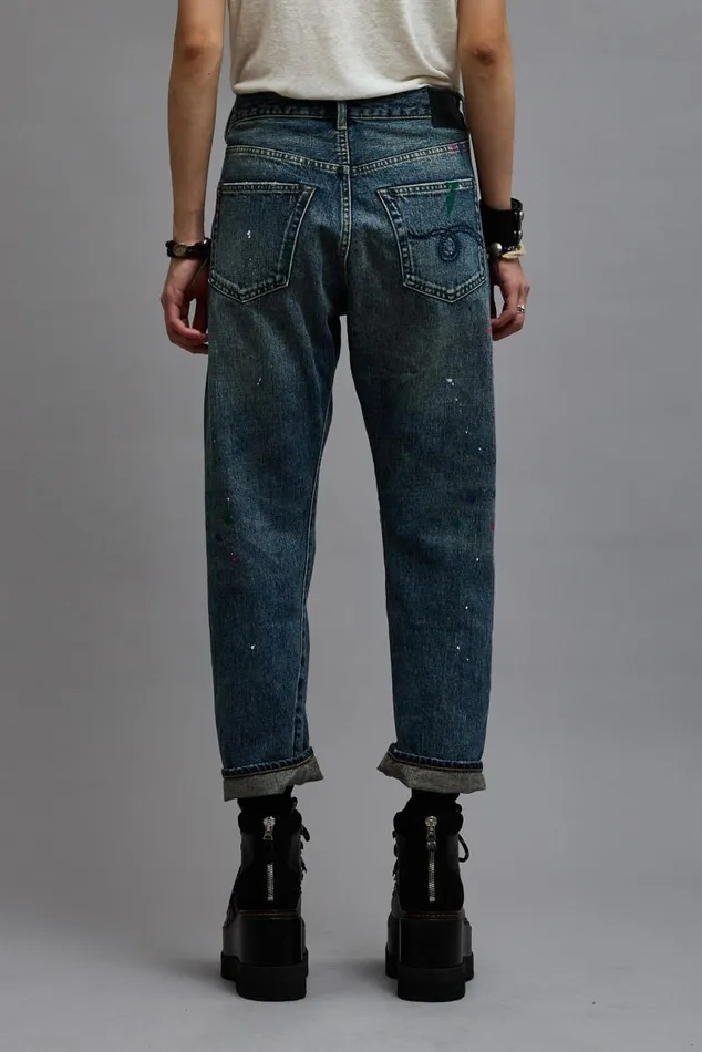 CROSSOVER JEAN 8211 BEXLEY PAINT SPLATTER Women R13 Denim