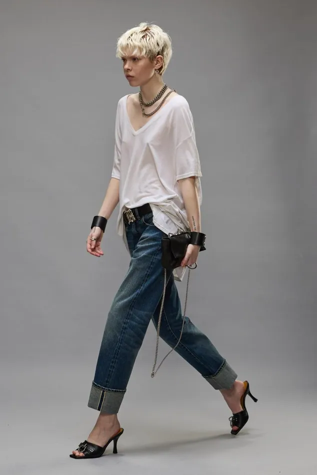 CUFFED ROMEO JEAN 8211 CASLON SELVEDGE BLUE Women R13 Denim