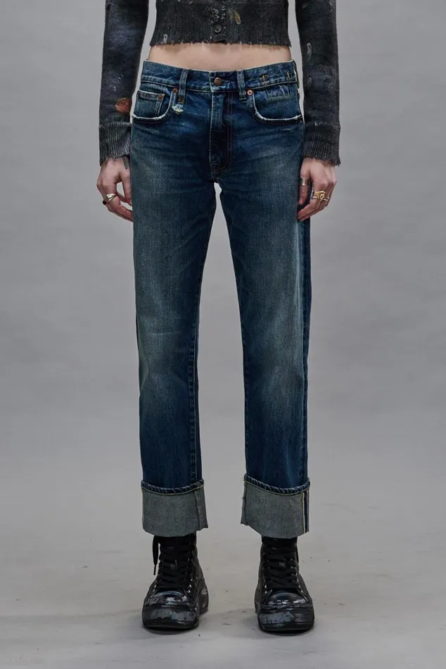 CUFFED ROMEO JEAN 8211 CASLON SELVEDGE BLUE Women R13 Denim
