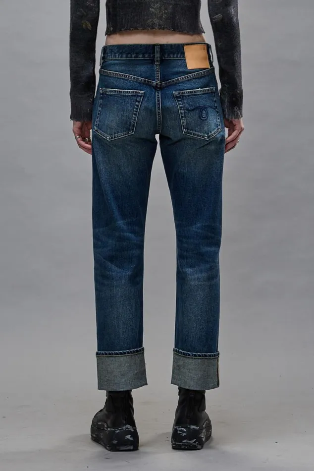 CUFFED ROMEO JEAN 8211 CASLON SELVEDGE BLUE Women R13 Denim