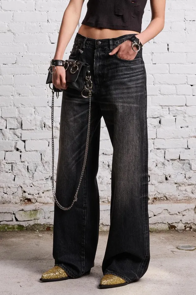 D039ARCY LOOSE JEAN 8211 ETON SELVEDGE BLACK Women R13 Denim