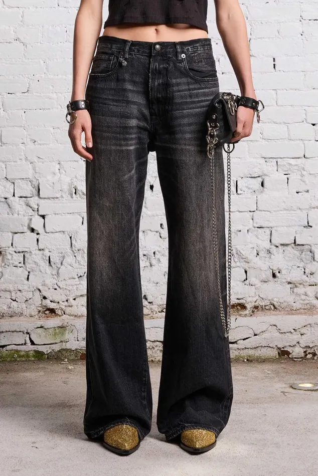 D039ARCY LOOSE JEAN 8211 ETON SELVEDGE BLACK Women R13 Denim