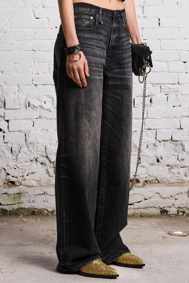 D039ARCY LOOSE JEAN 8211 ETON SELVEDGE BLACK Women R13 Denim