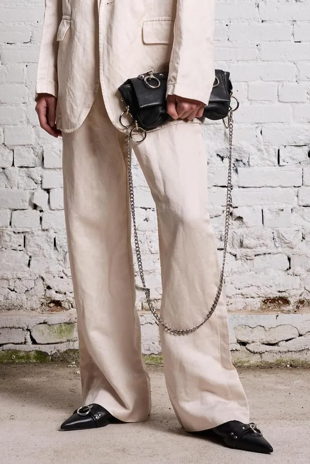 DAMON LINEN TROUSER 8211 OYSTER Women R13 Pants and Shorts