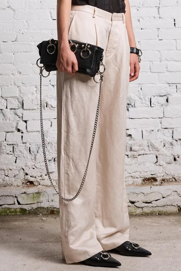 DAMON LINEN TROUSER 8211 OYSTER Women R13 Pants and Shorts
