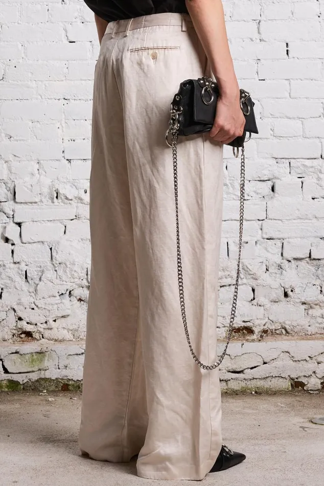 DAMON LINEN TROUSER 8211 OYSTER Women R13 Pants and Shorts