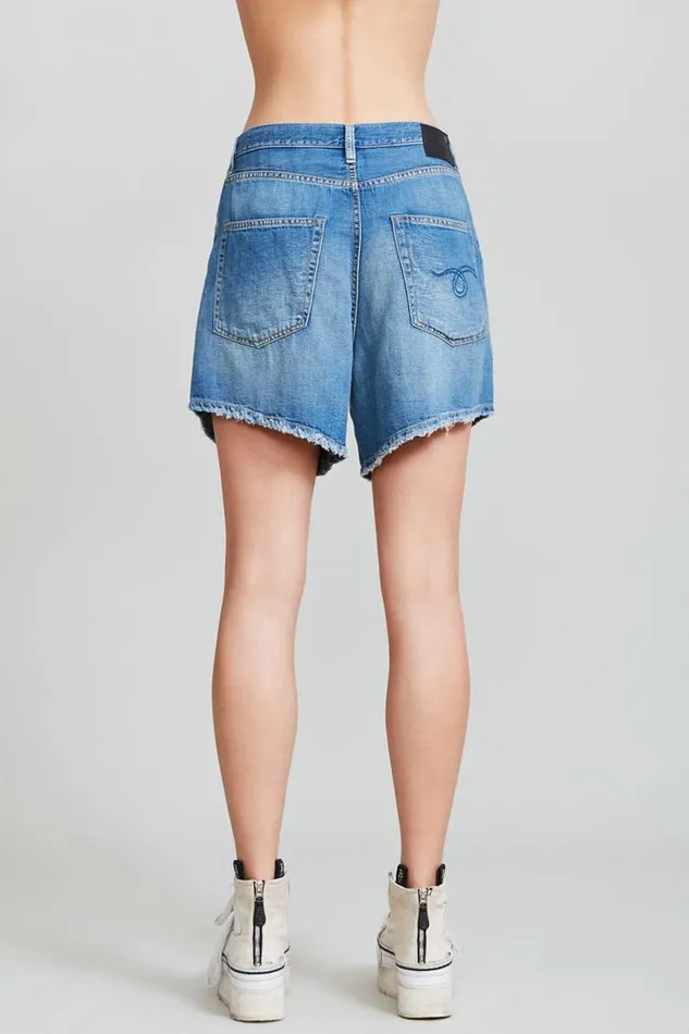 Damon Pleated Short 8211 Cliff Linen Indigo Official Site Women R13 Denim