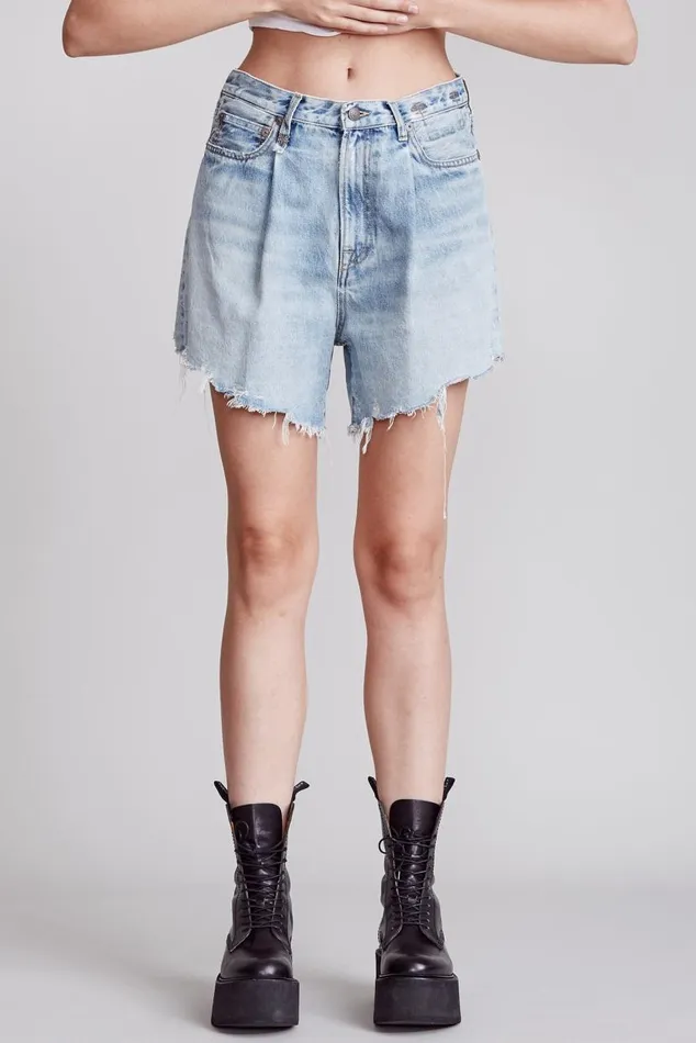 Damon Pleated Short 8211 Lennon Blue Women R13 Denim Damon Pleated Short 8211 Lennon Blue Women R13 Denim