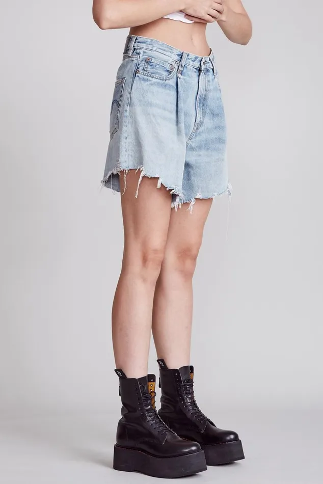 Damon Pleated Short 8211 Lennon Blue Women R13 Denim Damon Pleated Short 8211 Lennon Blue Women R13 Denim