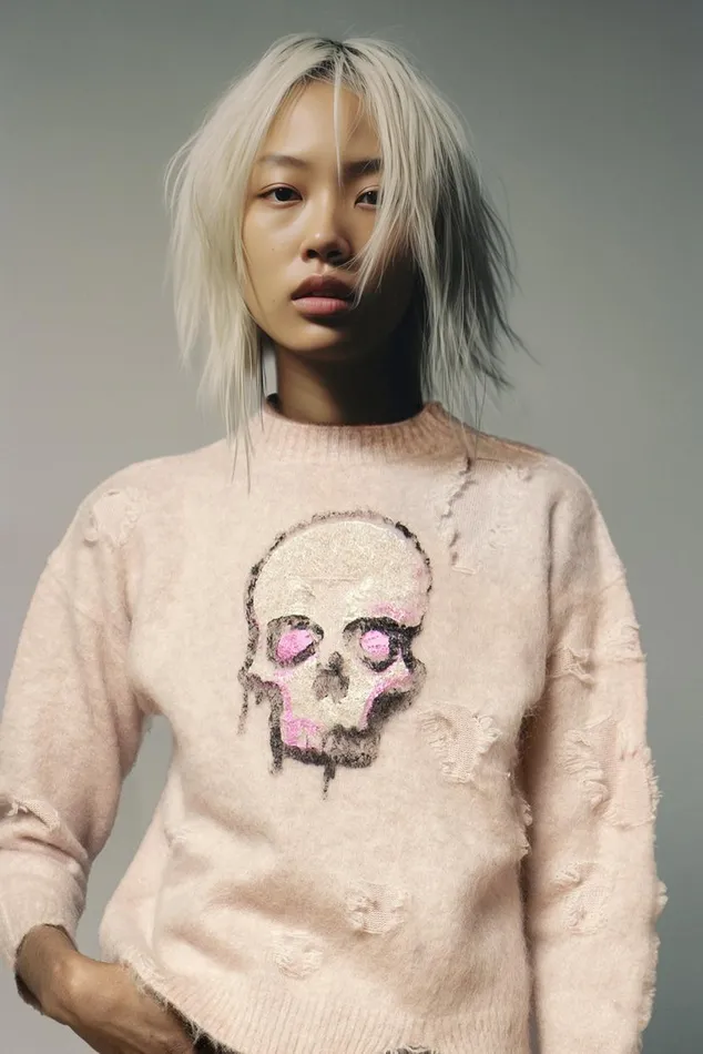 DECONSTRUCTED SKULL SWEATER 8211 LIGHT PINK Women R13 Tops