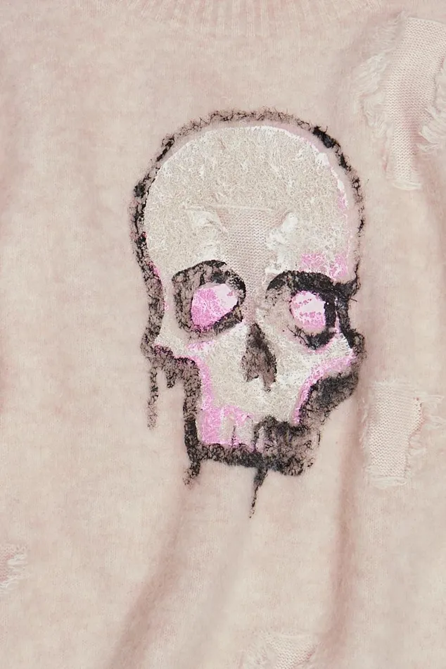 DECONSTRUCTED SKULL SWEATER 8211 LIGHT PINK Women R13 Tops