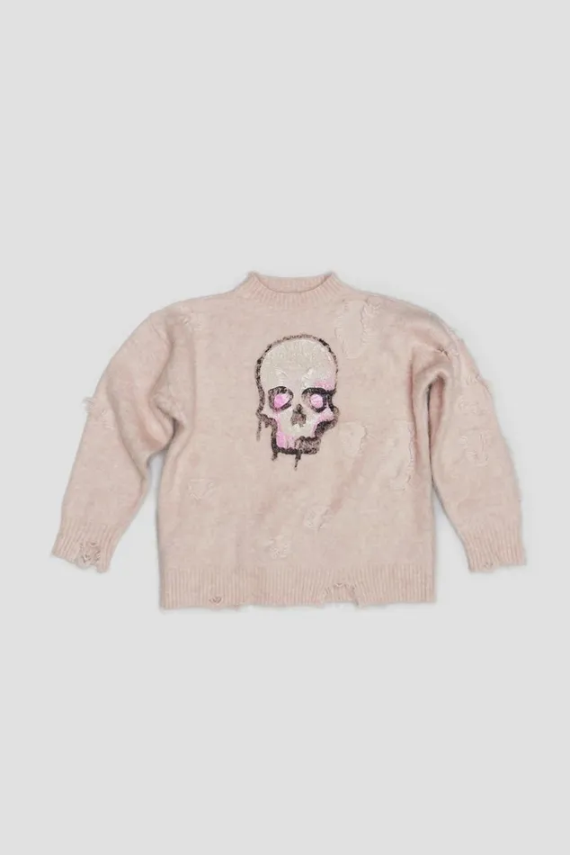 DECONSTRUCTED SKULL SWEATER 8211 LIGHT PINK Women R13 Tops