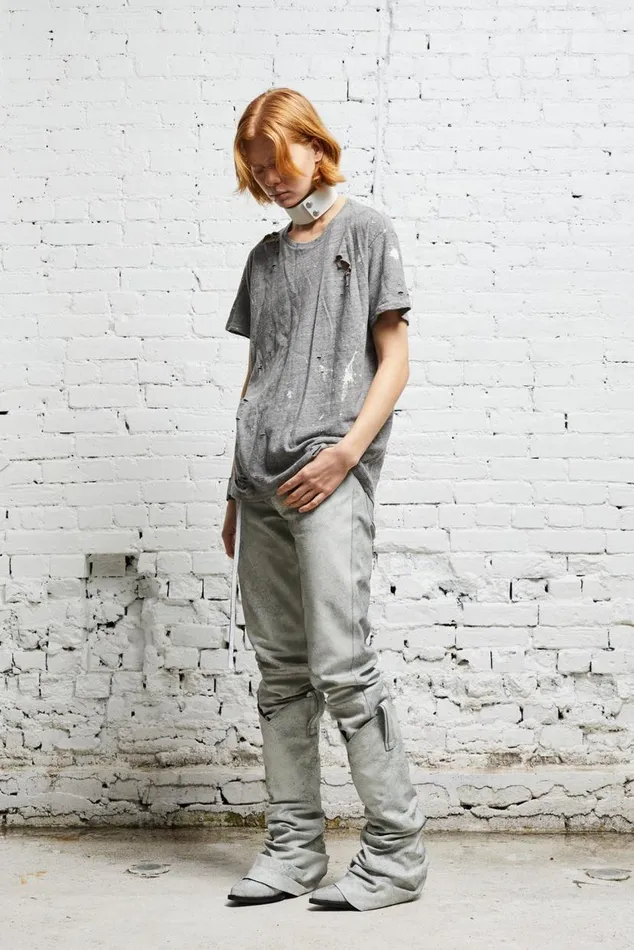 DESTROYED BOY T 8211 HEATHER GREY Women R13 Tops