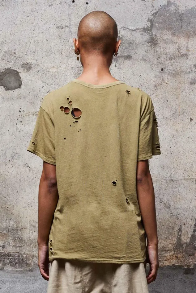 DESTROYED BOY T 8211 LIGHT GREEN Women R13 TShirts